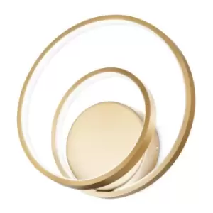 Ideal Lux OZ Dimmable Swirl Integrated LED Wall Lamp Brass, 3000K