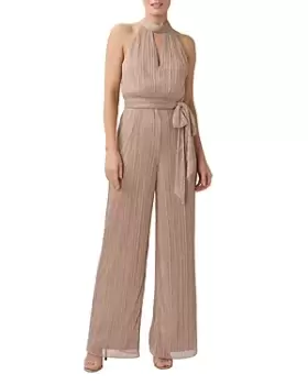 Adrianna Papell Metallic Crinkle Jumpsuit