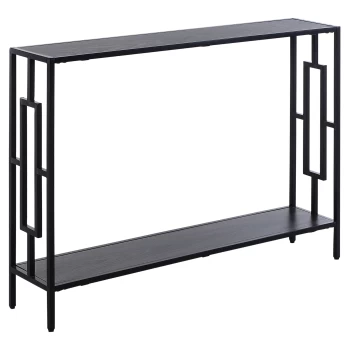 HOMCOM Industrial Console Table with Storage Shelf, Narrow Hallway Dressing Desk with Metal Frame for Living Room, Bedroom, Grey and Black AOSOM UK