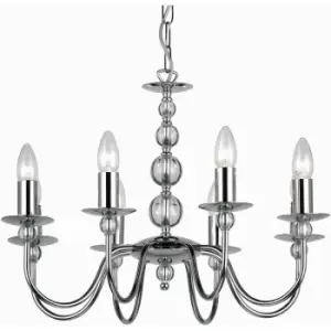 Hanging Flush Ceiling Pendant 8 Light chrome & glass Chandelier Multi Lamp Bulb