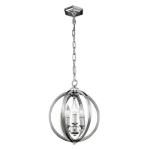 3 Bulb Ceiling Pendant Light Fitting Highly Polished Nickel LED E14 60W