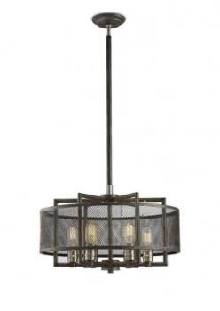 Ceiling Pendant 6 Light E27 Weathered Zinc, Brushed Nickel