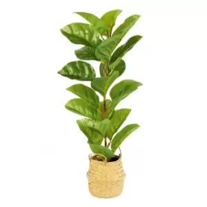 66Cm Fiddle Leaf Artificial Plant In Natural Straw Basket