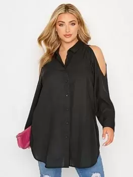 Yours Long Sleeve Cold Shoulder Shirt Black, Size 38-40, Women