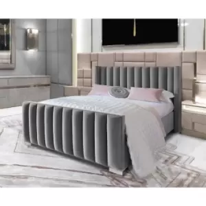 Melina Bed Super King Plush Velvet Steel