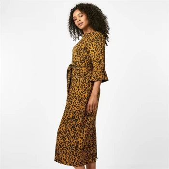 Biba Tie Midi Dress - Leopard