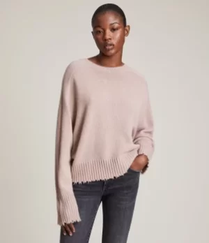 AllSaints Womens Kiera Cashmere Crew Jumper, Pashmina Pink, Size: M