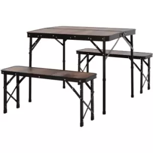 Outsunny - 3 Pcs Picnic Table Set Aluminium Frame Wood Effect Outdoor Folding