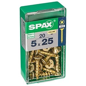 Spax Pz Countersunk Zinc Yellow Screws - 5 X 25mm Pack Of 20