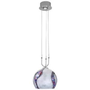 Kolarz Lighting - Kolarz LUNA - Designer Glass Dome Pendant Light Polished Chrome 2x E27,GU10 - Kiss Silver Pattern