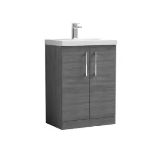 Nuie Arno 600mm Floor Standing 2 Door Vanity & Basin 1 Anthracite