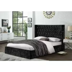 Eniya Upholstered Beds - Crush Velvet, King Size Frame, Black - Black