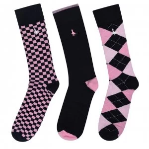 Jack Wills Frensham 3 Pack Patterned Boxed Socks - Pink/Navy