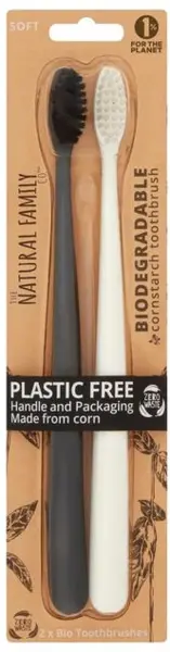 The Natural Family Co Bio Pirate Black & Ivory Desert Soft Toothbrush 2Pcs