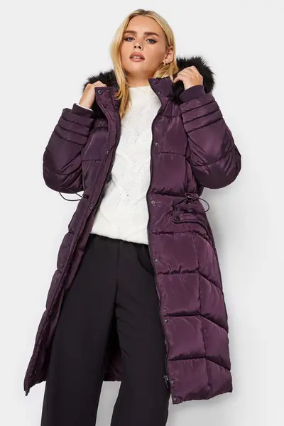 PixieGirl Petite Midi Padded Coat Plum