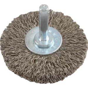 63X9MM Shaft Mounted Circular Brush, Crimp Wire, Stainless Steel