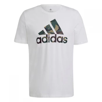 adidas Essentials Camouflage Print T-Shirt Mens - White / Orbit Green