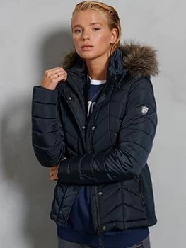 Superdry Luxe Fuji Padded Jacket - Navy, Size 14, Women