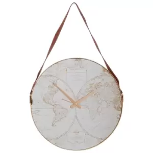 Premier Housewares Fifty Five South Celina Wall Clock with Gold Map Design