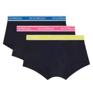 EMPORIO ARMANI 3 Pack Stretch Cotton Trunks - Blue