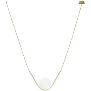 Merano - Davie Globe Pendant Ceiling Light Brass Metal White Glossy Glass LED E14