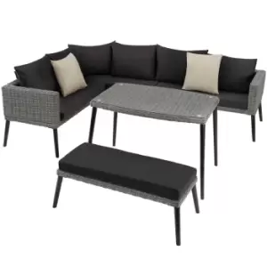 Tectake Rattan Garden Set Pula - 7 Seats, 1 Table - Grey