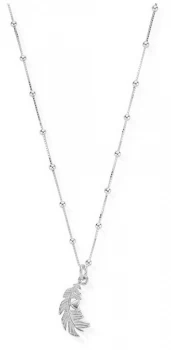 ChloBo Womens Silver Heart In Feather Chain Necklace Jewellery