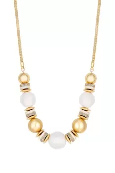 Gold White Enamel And Thread Wrapped Stacker Necklace