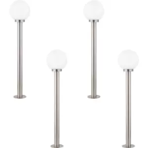 4 PACK IP44 Outdoor Bollard Light Stainless Steel & Orb 60W E27 1000mm Lamp Post