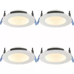 4 pack Anti-Glare Recessed IP65 Ceiling Downlight - 12W cct LED - Matt White