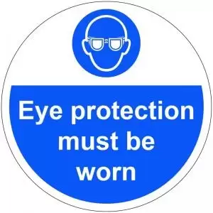 Eye Protection Must Be Worn Floor Graphic adheres to most smooth clean