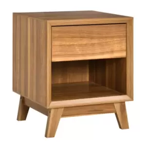 Homcom Box Shaped Side Table With Drawer And Shelf Wood Grain Effect