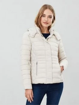 Joules Linden Short Padded Jacket - Ivory, Size 16, Women