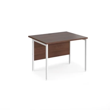 Office Desk 1000mm Rectangular Desk With H-Frame Leg Walnut Tops With White Frames 800mm Depth Maestro 25