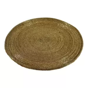 Set of 4 Gold Glass Beaded Circular Placemats