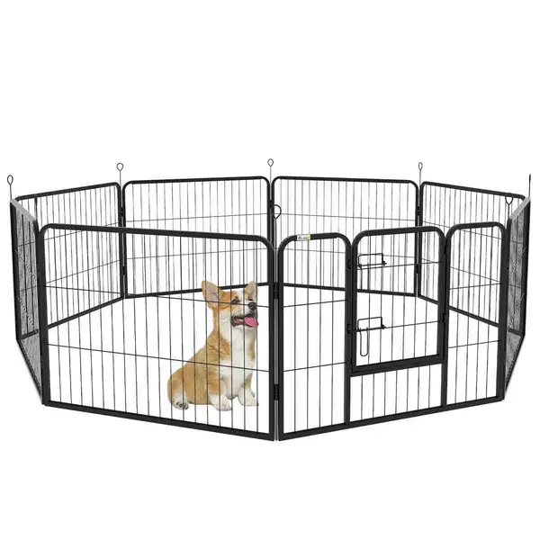 Pawhut Pet Playpen Play House Steel Hutch Metal - Black