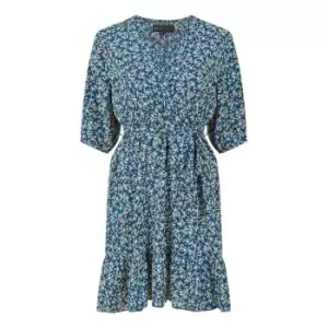 Mela London Blue Ditsy Floral Wrap Skater Dress - Blue