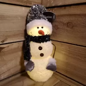 46cm Battery Operated Lit Furry Sparkly Standing Snowman