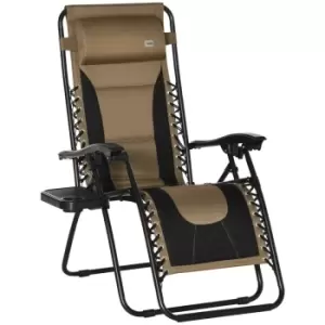 Outsunny Zero Gravity Chair Folding Recliner - Coffee Brown