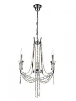 Ceiling Chandelier Pendant 3 Light E14 Polished Chrome, Crystal