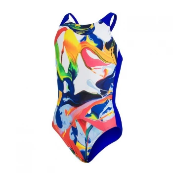 Speedo Pulseback Swimsuit Girls - White/Cobat