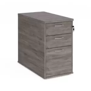 Desk high 3 drawer pedestal with silver handles 800mm deep - grey oak