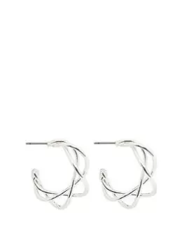 Mood SILVER PLATED OPEN TWIST HOOP EARRING, One Colour, Women