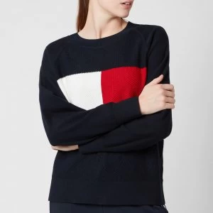 Tommy Hilfiger Womens Textured Flag Jumper - Desert Sky - L