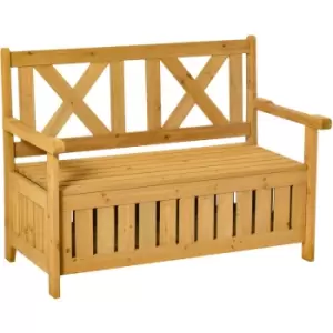 Outsunny Wood Storage Garden Bench for Patio Outdoor Seating Tools Organizer - Yellow