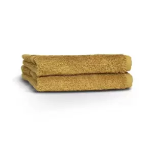 The Linen Yard Loft Woven Combed Cotton 2 Pack Face Cloths Ochre