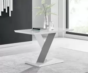 Monza 120cm 4-Seaert White High Gloss Dining Table with Grey Accent