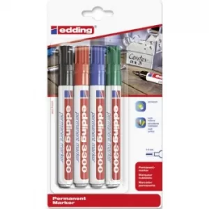 Edding edding 3300 4-3300-4 Permanent marker Blue, Green, Red, Black waterproof: Yes