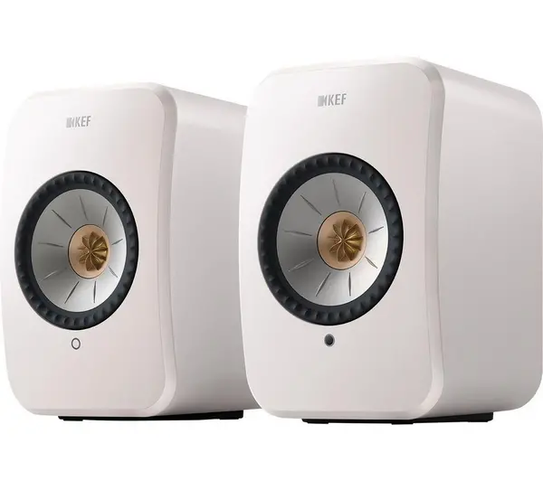 KEF AUDIO LSX II Wireless Multi-room Bookshelf Speakers - Mineral White 637203047824