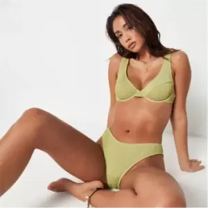 Missguided Crinkle Underwire Bikini Top - Green